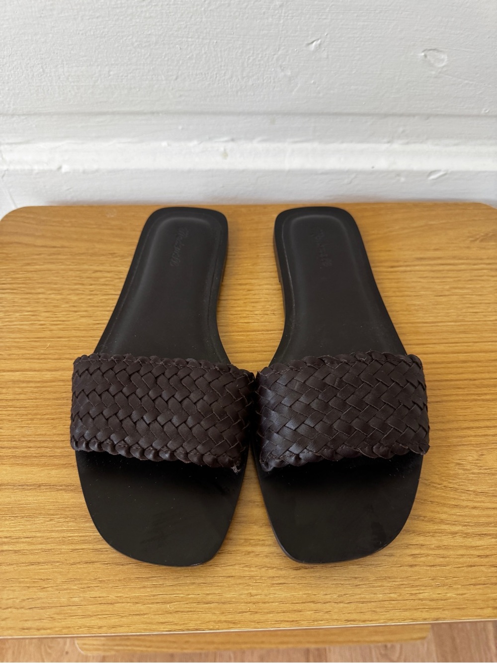 Madewell Woven Slide Sandals in Dark Brown